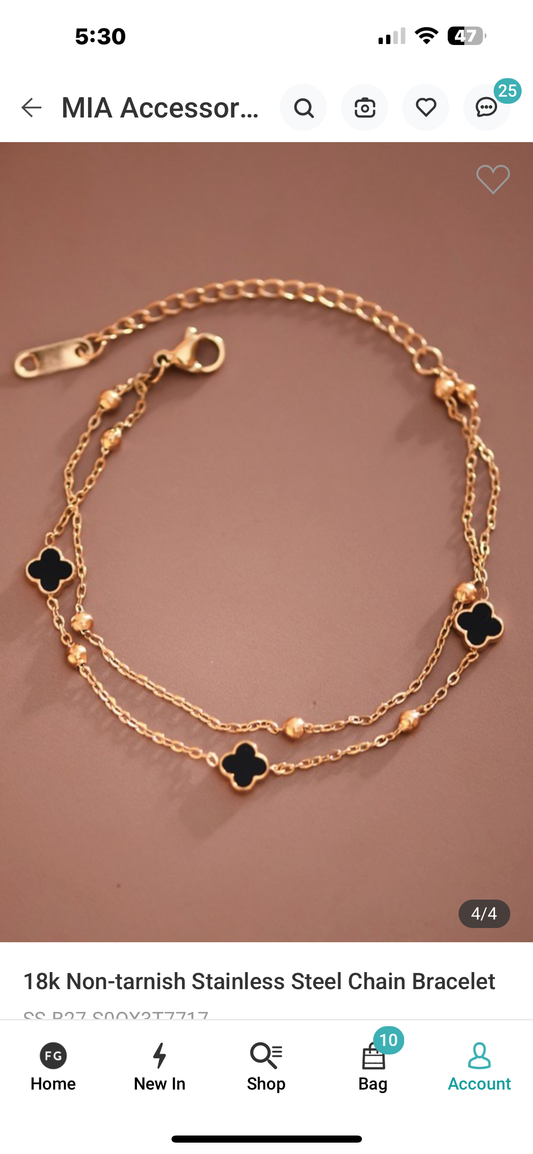 18K Stainless Steel Clover Chain Bracelet