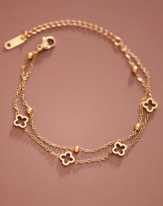 18K Gold Clover Chain Bracelet