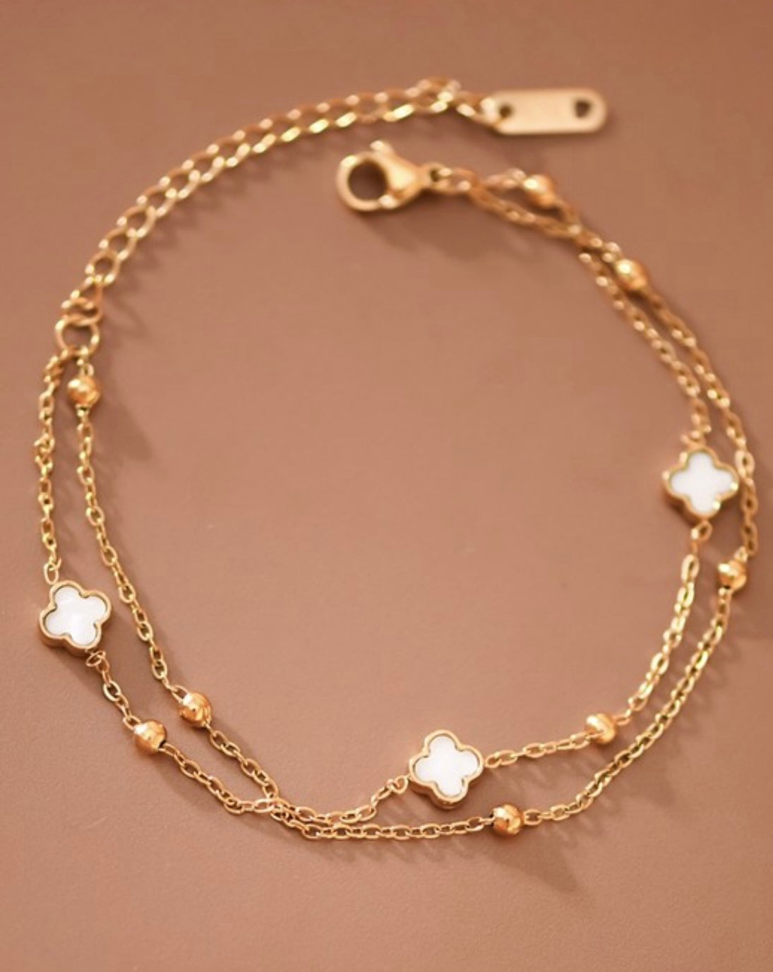 18K Clover Stainless Steel Dainty Chain Bracelet
