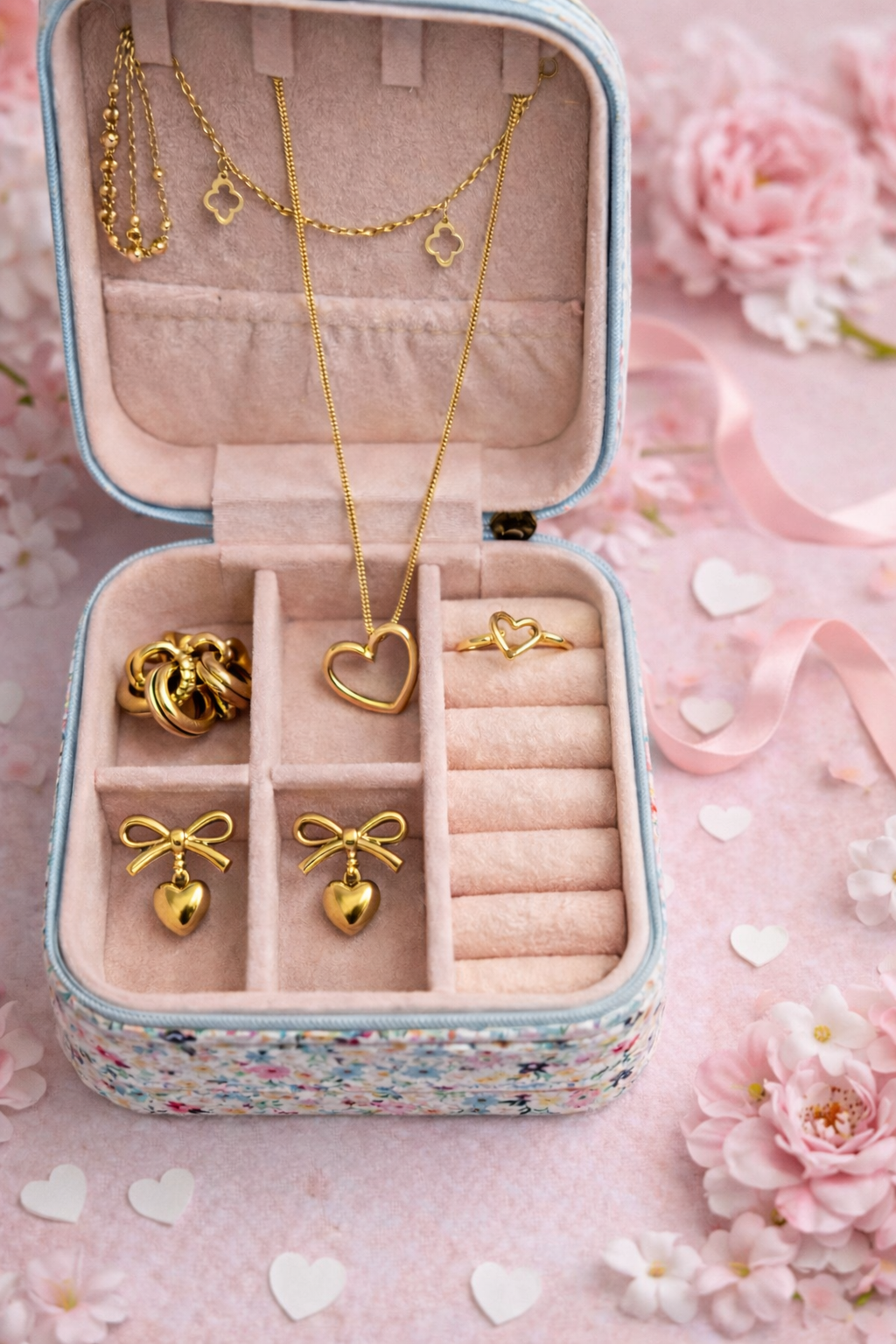 Blue Tweed Travel Jewelry Box