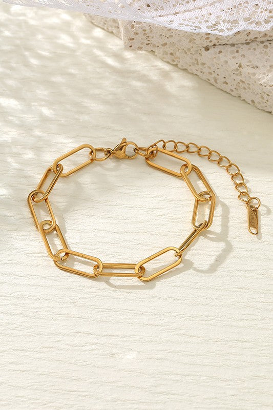Gold Link Necklace and Bracelet Set