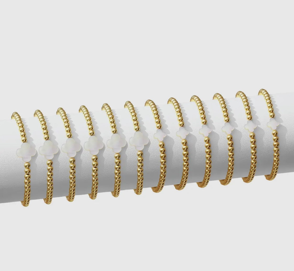 18K Gold Quartrefoil Stretch Bracelet