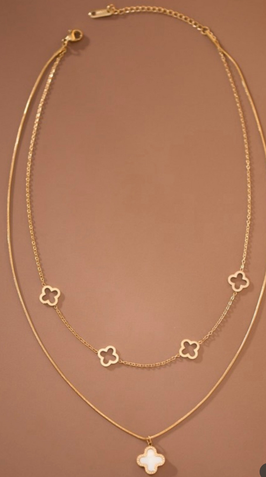 18K Gold Reversible Clover Necklace
