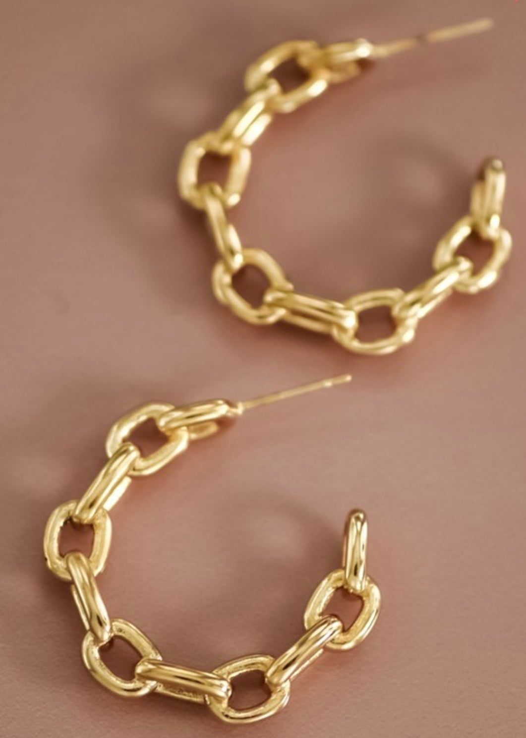 18K Stainless Steel Chain Link Earrings