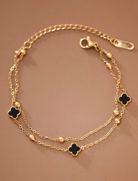 18K Stainless Steel Clover Chain Bracelet