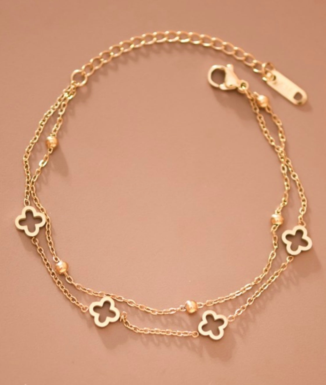 18K Gold Clover Chain Bracelet