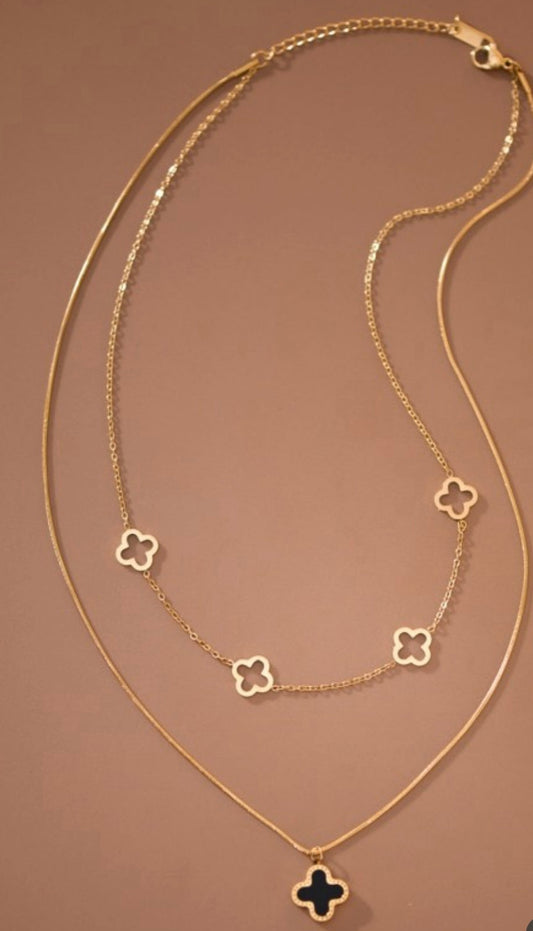 18K Gold Reversible Clover Necklace