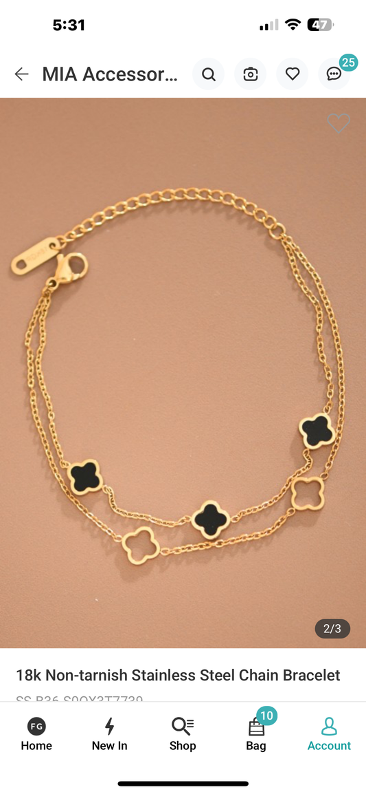 Mixed Clover 18K Gold Plated Chain Bracelet