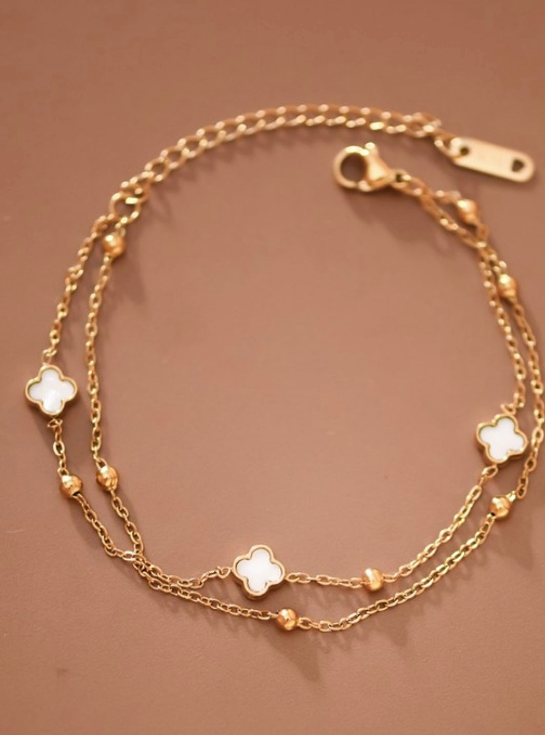 18K Clover Stainless Steel Dainty Chain Bracelet
