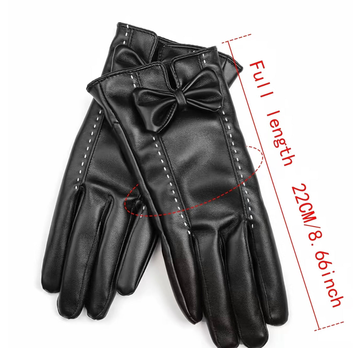 PU Leather Bow Gloves