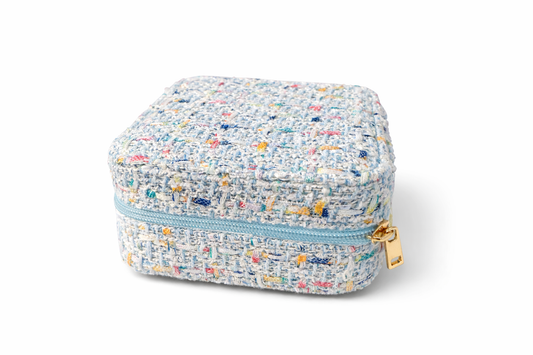 Blue Tweed Travel Jewelry Box
